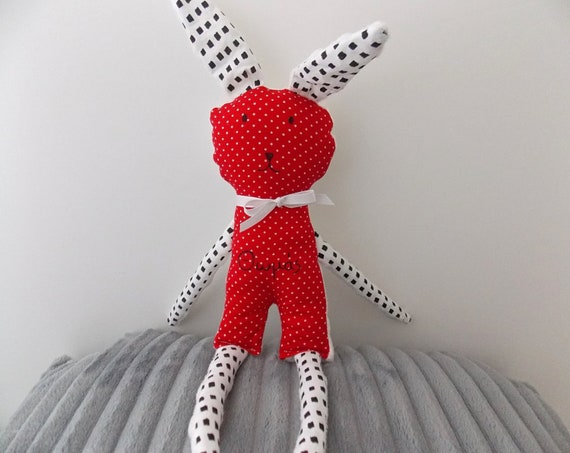 red bunny stuffed animal