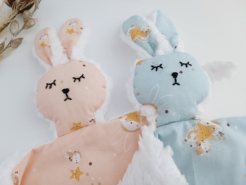 Baby Girl Easter Candle with Bunny Comforter, Lambatha Bunny Lovey Set, Cotton Bunny Cuddle Friend, Palm Sunday Candle, Newborn Easter Gift image 9