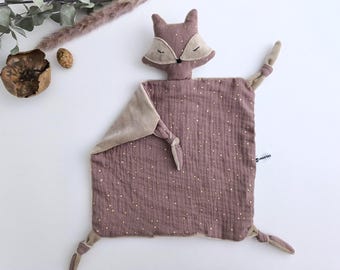 Fox Lovey Baby Comforter, Handmade Minky Security Blanket, Woodland Baby Gift