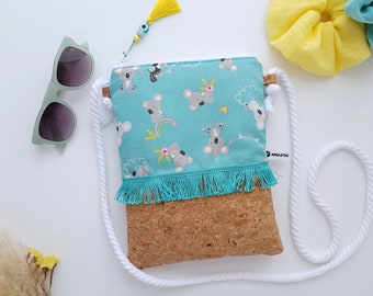 Koalas Shoulder Bag for Girls, Summer Crossbody Bag Cork, Birthday Gift Little Girls