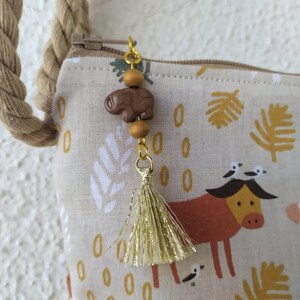 Girls Boho Bag with Safari Animals, Large Cork Purse image 6