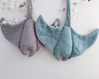 Baby Tröster, STINGRAY Tier Lovey, Doppel Gauze Baumwolle Ozean Spielzeug, Kuschelweiches Meerestier, Blauer Doudou Stingray, Neues Baby Geschenk