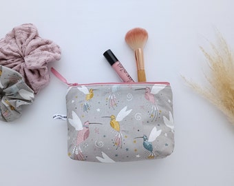 Cosmetics Bag with Colibris Birds, Make-up Bag Hummingbirds, Zipper Pouch, Bag Organizer, Birds and Flowers Toiletry Bag, Mother's Day Gift