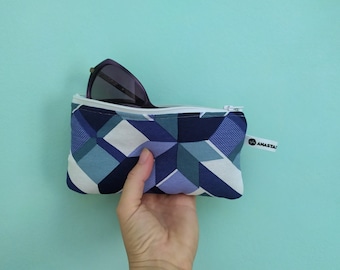 Blue Sunglasses Pouch, Fabric Eyeglasses Case