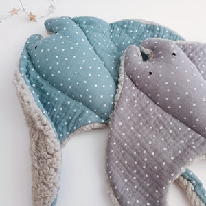 MANTA RAY Baby Comforter, STINGRAY Animal Lovey, Double Gauze Cotton Ocean Toy, Cuddle Soft Sea Animal, Blue Doudou Stingray, New Baby Gift image 4