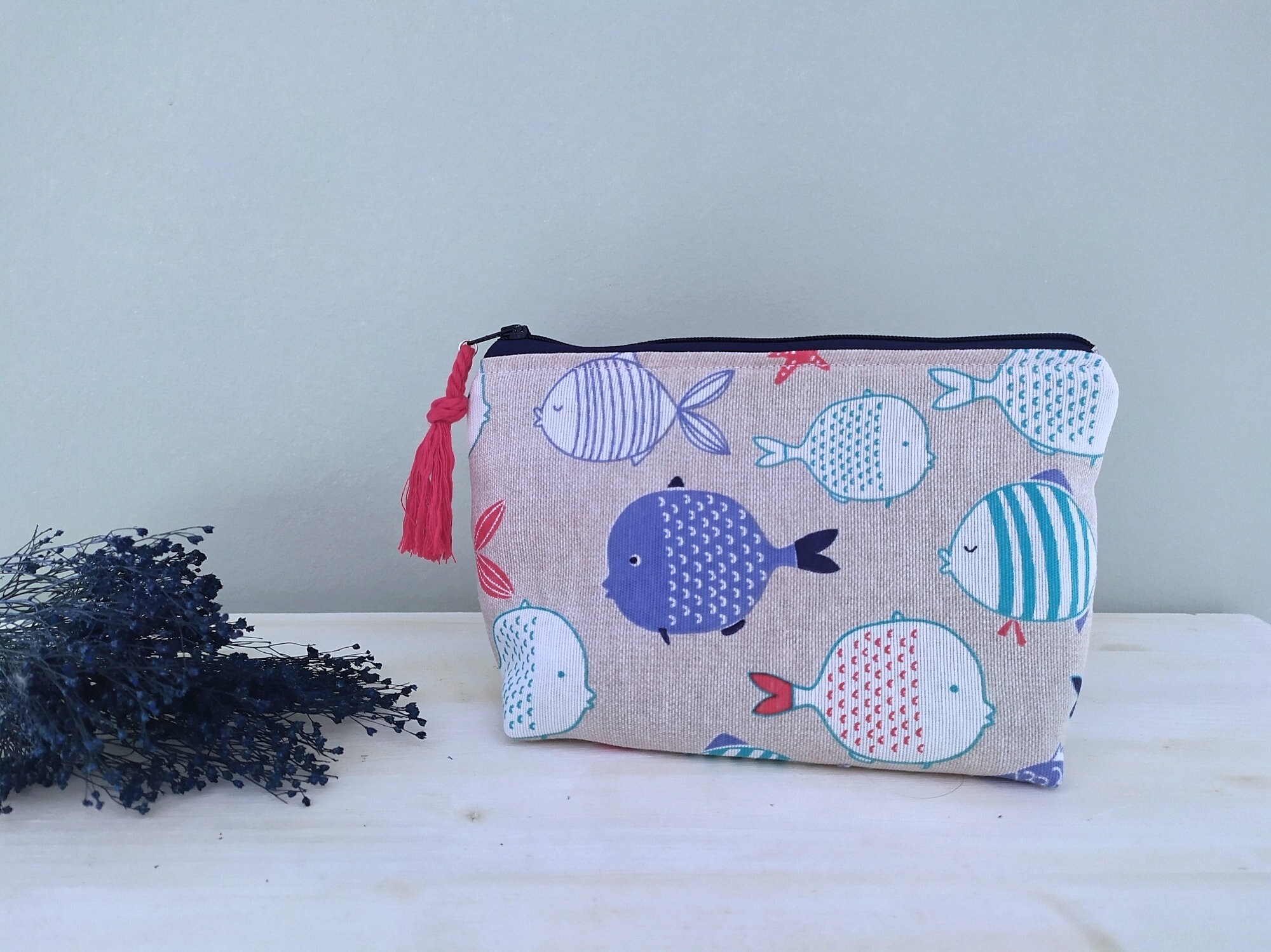 Fish Cosmetics Bag Nautical Makeup Bag Etsy