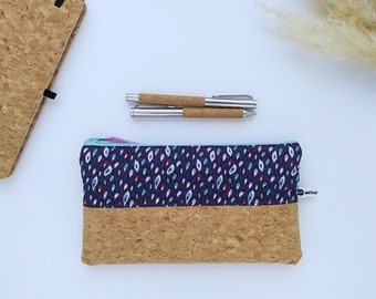 Blue Make-up Bag, Cork Pencil Pouch, Mentor Gift