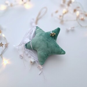 2024 Greek Good Luck Charm Velvet Star, Blue Green Christmas Ornaments, Christmas Tree Hanging Decorations, Teacher Christmas Gifts Star - green