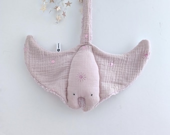Personalisierte Manta Ray Baby Tröster - Rosa Baumwolle & Sherpa Lovey, Baby Girl Party Geschenk
