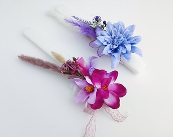 Easter Flower Lambatha, Girls Greek Easter Candle Flower Clip, Purple, Kids Orthodox Easter Candle, Teenage Girl Easter Gift, Easter Lampada