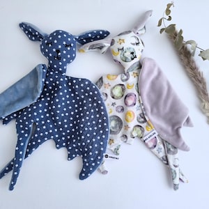 Halloween Bat Baby Comforters, Double Gauze Cotton Bat Lovey, Spooky Baby Bat Animal Blanket, Stars Space Bat Plush, Halloween Baby Gifts