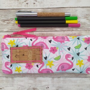 Flamingo Pencil Bag for Girls, Flamingo Pouch, Personalized Gift for Kids image 2