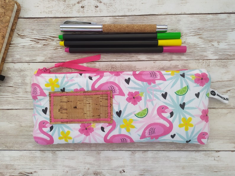 Flamingo Pencil Bag for Girls, Flamingo Pouch, Personalized Gift for Kids image 2