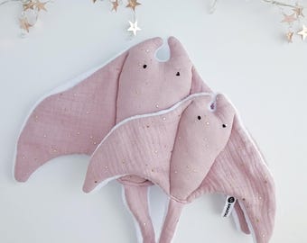 Baby Schnuffeltuch, Mantarochen (Pink) Set, Set aus Double Gauze & Minky Stingray Lovey