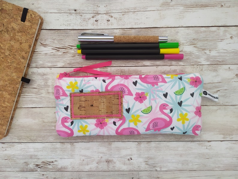 Flamingo Pencil Bag for Girls, Flamingo Pouch, Personalized Gift for Kids image 1