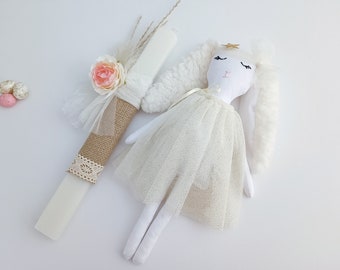 Easter Lambatha Bunny Doll for Little Girls, Lampada White Bunny Petite Doll, Easter Candle Soft Animall Doll, Girls Unique Easter Gift