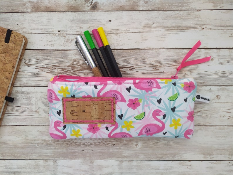 Flamingo Pencil Bag for Girls, Flamingo Pouch, Personalized Gift for Kids image 4