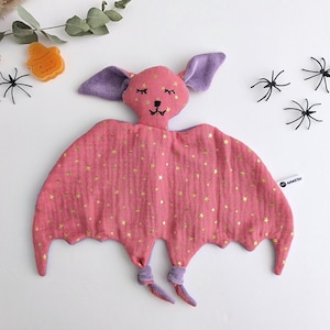 BAT Baby Comforter, Halloween Bat Lovey, Double Gauze Cotton, Baby Blanket Bat, Stars Animal Blanket, Cotton Bat Plush, Halloween Baby Gift