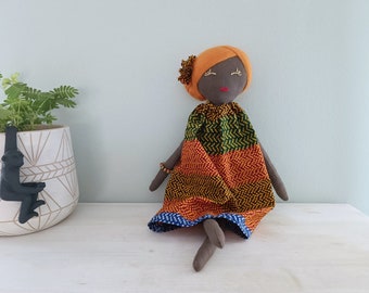 Handmade Rag Doll, African Doll Naya, OOAK Doll, Girls Keepsake Gift, Fashion Doll, Dress-up Doll, Heirloom Doll