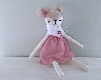 Luna the Fawn Rag Doll, Soft Animal Deer, Cloth Doll, Easter Gift for Girls