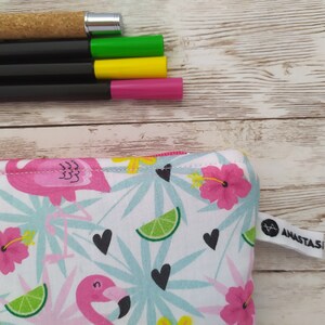 Flamingo Pencil Bag for Girls, Flamingo Pouch, Personalized Gift for Kids image 3