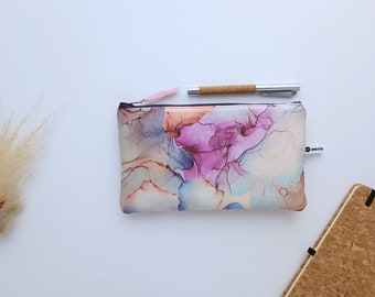 Zipper Pouch Abstract Flowers, Multicolored Cosmetics Bag, Pencil Bag