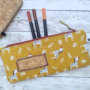 Zebra Personalized Pencil Bag for Kids, Zipper Pencil Case, Safari Animals Zip Pouch, Chidlren&#39;s School Gift, Custom Present for Christmas