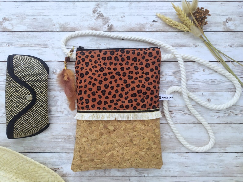 Cork Crossbody Bag for Teenage Girls with Animal Print image 1