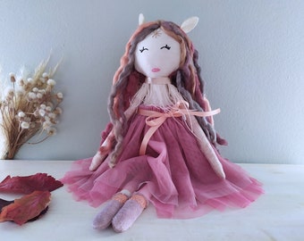 Forest Creature Rag Doll, Art Doll, Girl Keepsake Gift, Goddaughter Gift