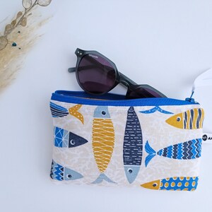 Étui à lunettes de soleil avec imprimé poisson, étui rembourré bleu et jaune pour lunettes, étui à fermeture éclair souple, cadeau d&#39;été pour lecteur, étui à manches nautiques