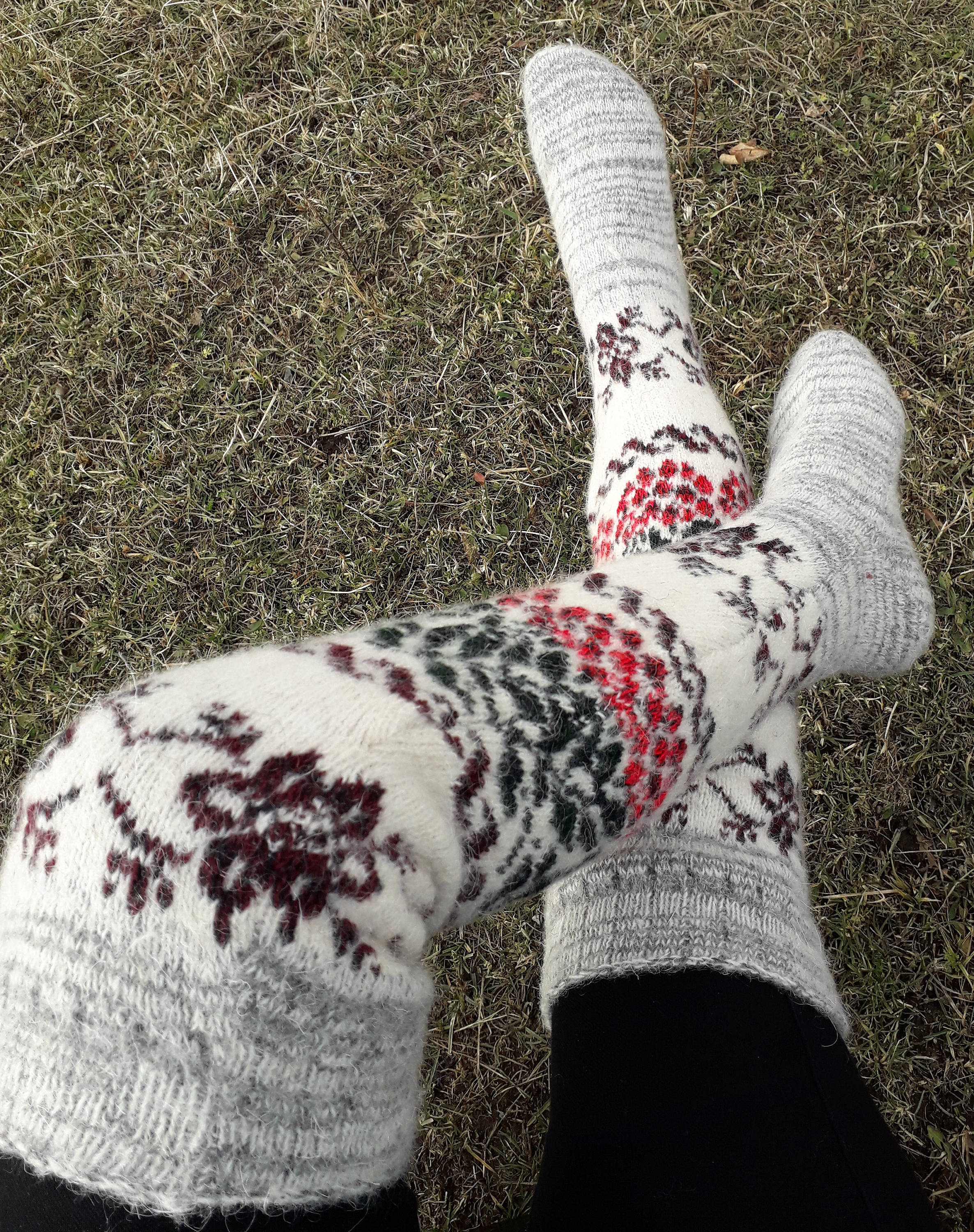 Sheep wool knee socks Pure wool stockings Knitted high socks Etsy