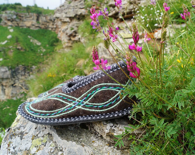 Felted Slippers. Russian Felt Home Shoes. Organic Wool Etsy
