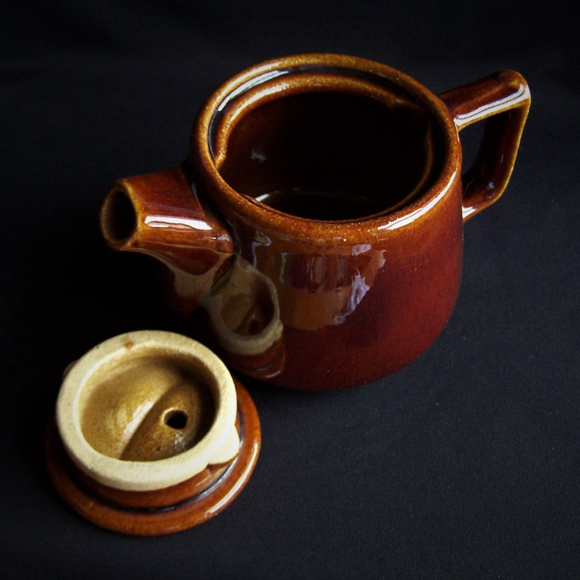 Stoneware Individual Brown Teapot Mid Century Cinnamon Brown Etsy