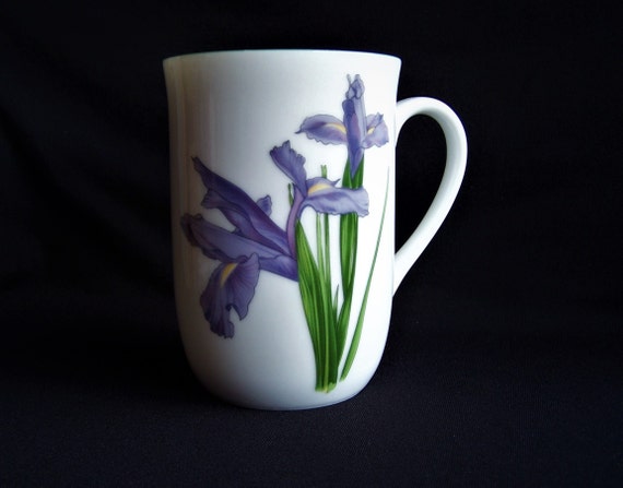 Otagiri Iris Mug White Porcelain Mug With Purple Iris Etsy