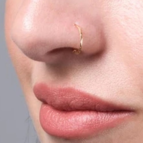 Nose Hoop Ring Gold Plated Titanium 0,8 mm Open Nose Hoop Ring8-10 mm 