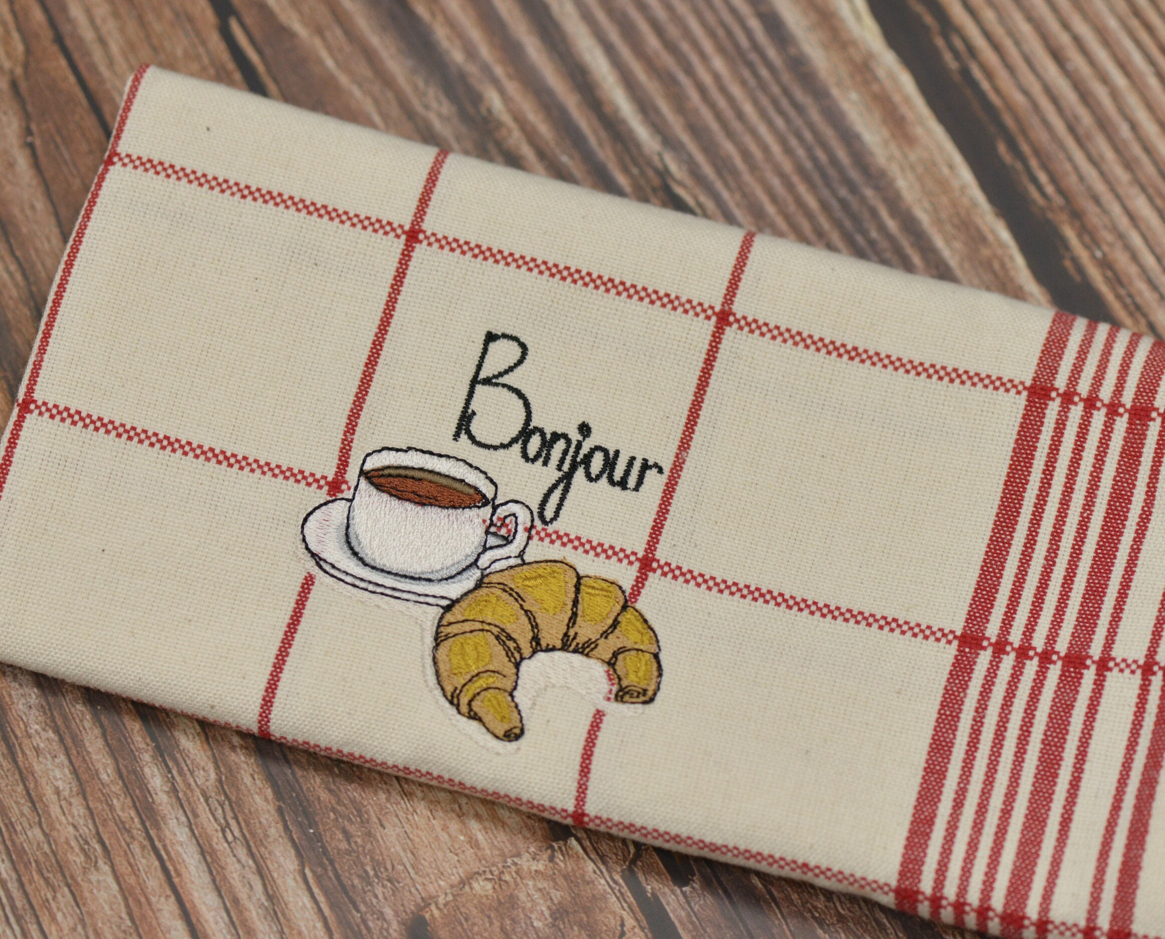 Torchon de Cuisine, Torchon Brodé, Cadeau Français