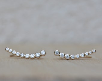 Earrings behind lobe silver zirconium oxide, gift woman teen