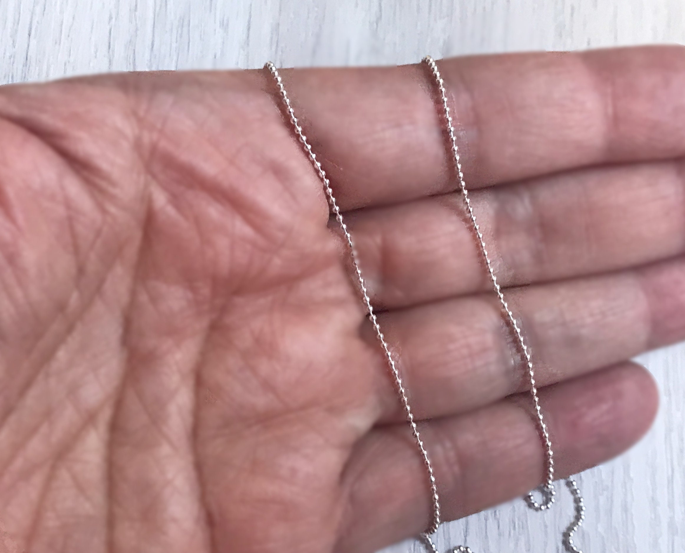 Very Thin Silver Chain 45 Cm Mesh Ball 