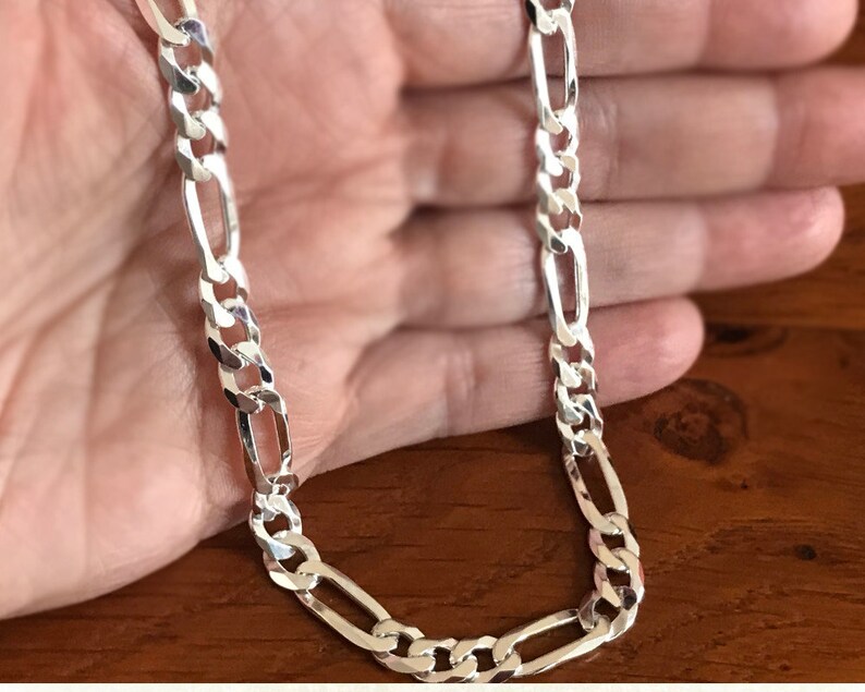 Chaîne argent homme maille figaro 1-3 largeur 7 mm grosse - Etsy France
