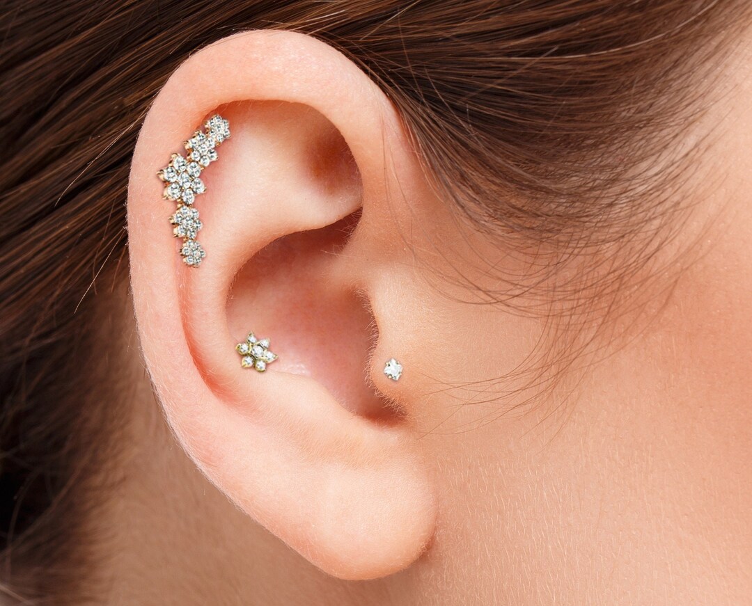 Bijoux Oreille Acier Lot De 6 Piercings Hélix/tragus - Acier Inoxydable Doré Et Argenté Pour Oreille, Nez, Lèvres Boucles Oreilles Homme Femme