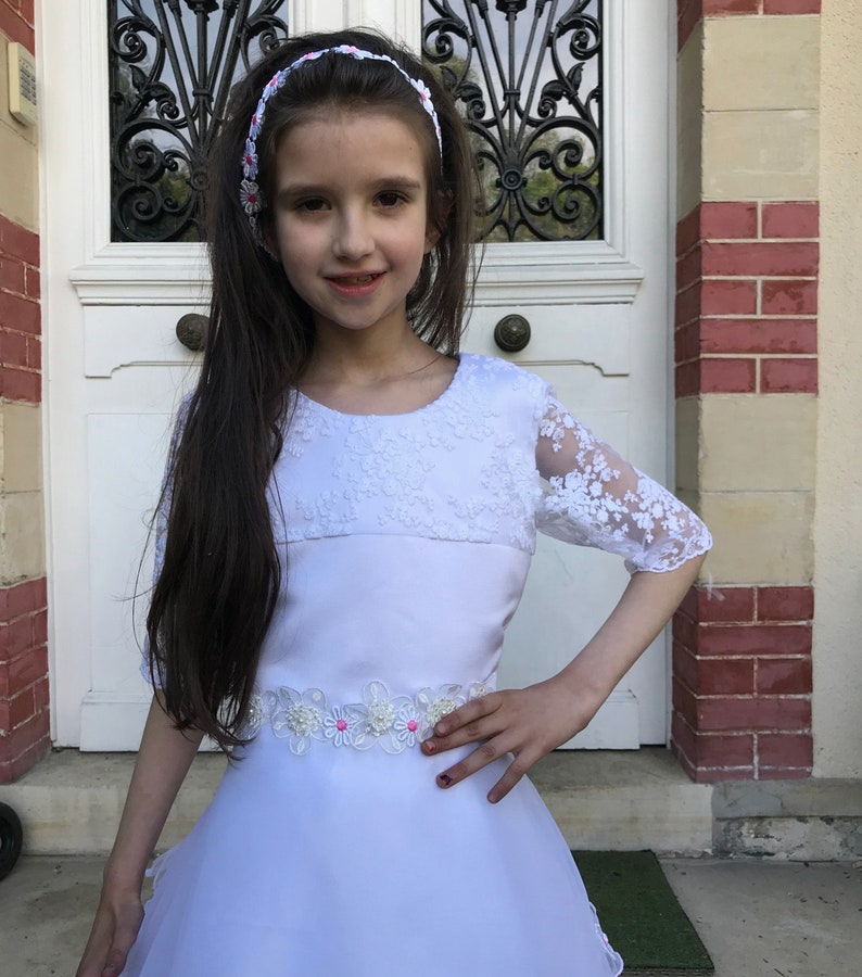 Robe première communion fille dentelle et organza Etsy