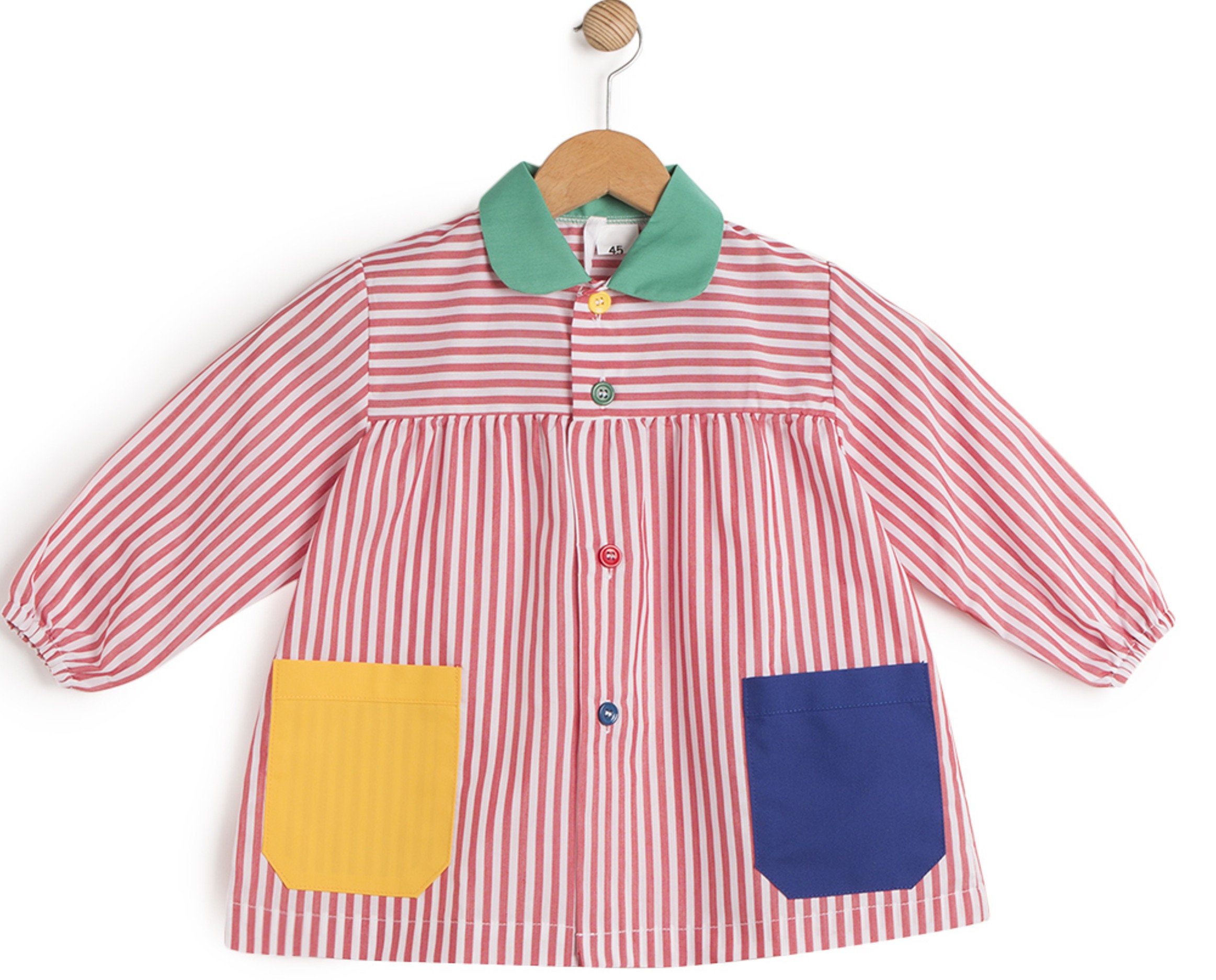 Blouse Maternelle Personnalisable, Tablier École Rouge