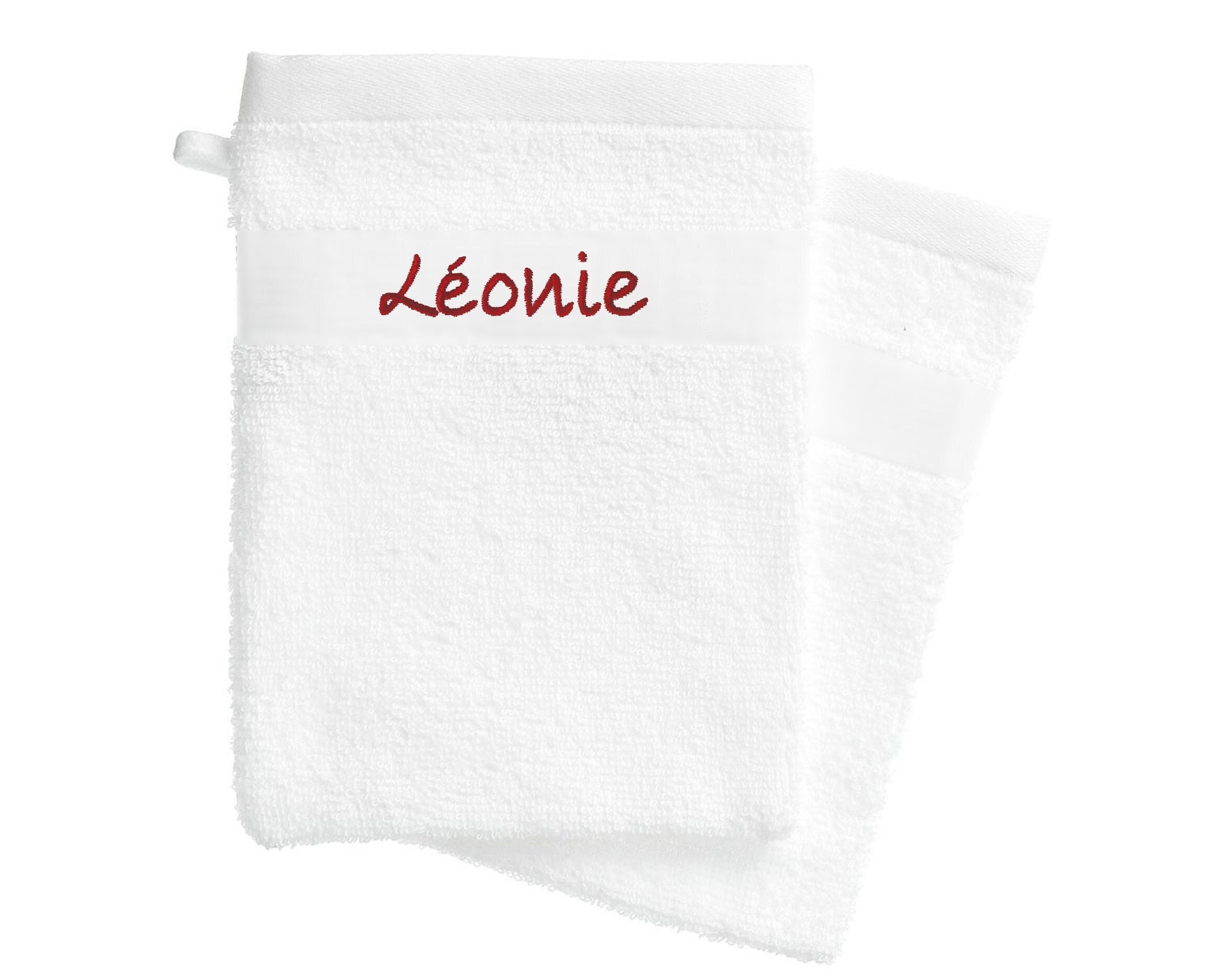 Gant de Toilette Brodé, Gant Personnalisable, Blanc