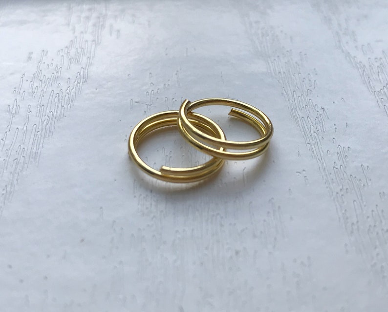 Double Ring nose plated gold diameter 10 mm gift piercing teen woman