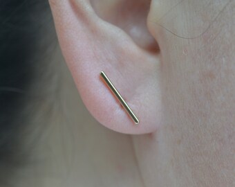 Minimalist horizontal line bar earrings, gift teen-plated teen contour lobe