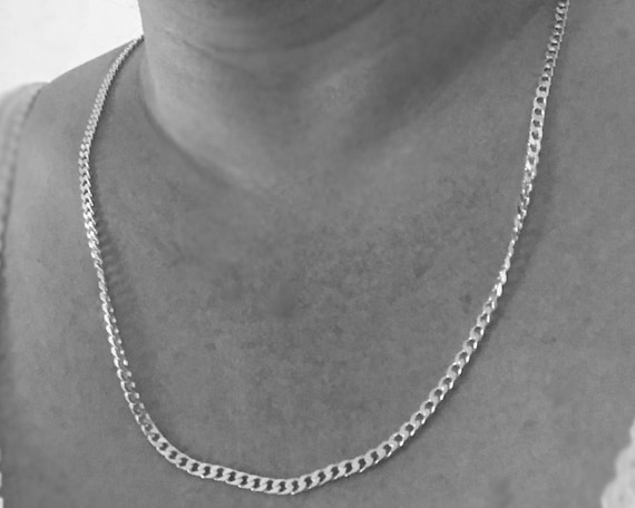 Silver 45 Cm Curb Chain 3 Mm Silver 925 3mm And 45 Cm Long Etsy Denmark