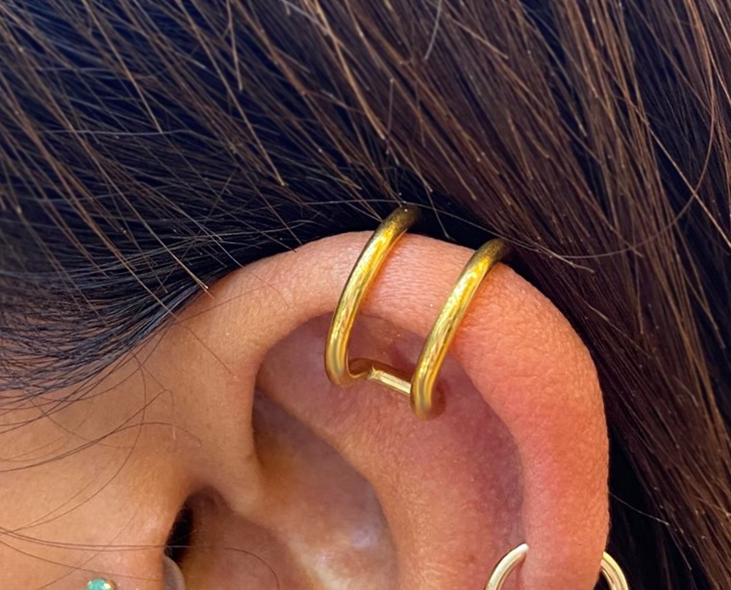 Golden Steel Ear Cuff Helix Piercing Ring 16 Mm Ear Ring Etsy