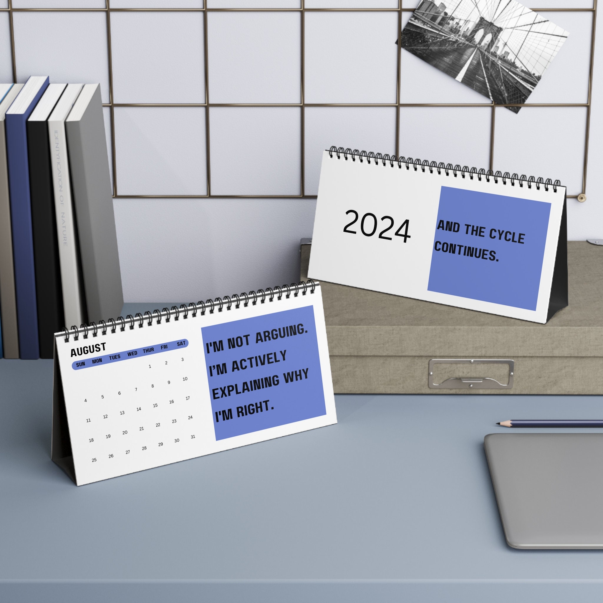 Witty 2024 Office Desk Accessory Calendar Flip Calendar Standing