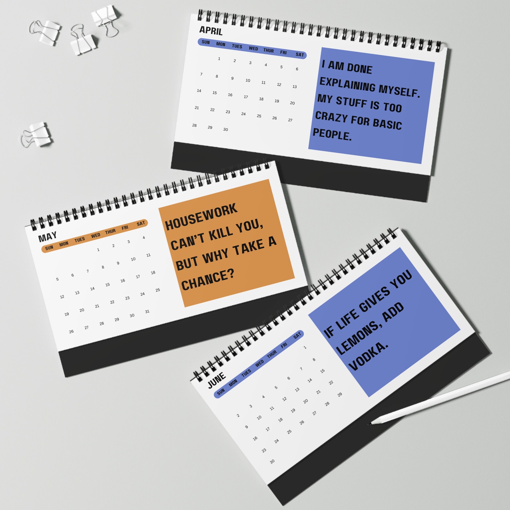 Witty 2024 Office Desk Accessory Calendar Flip Calendar Standing