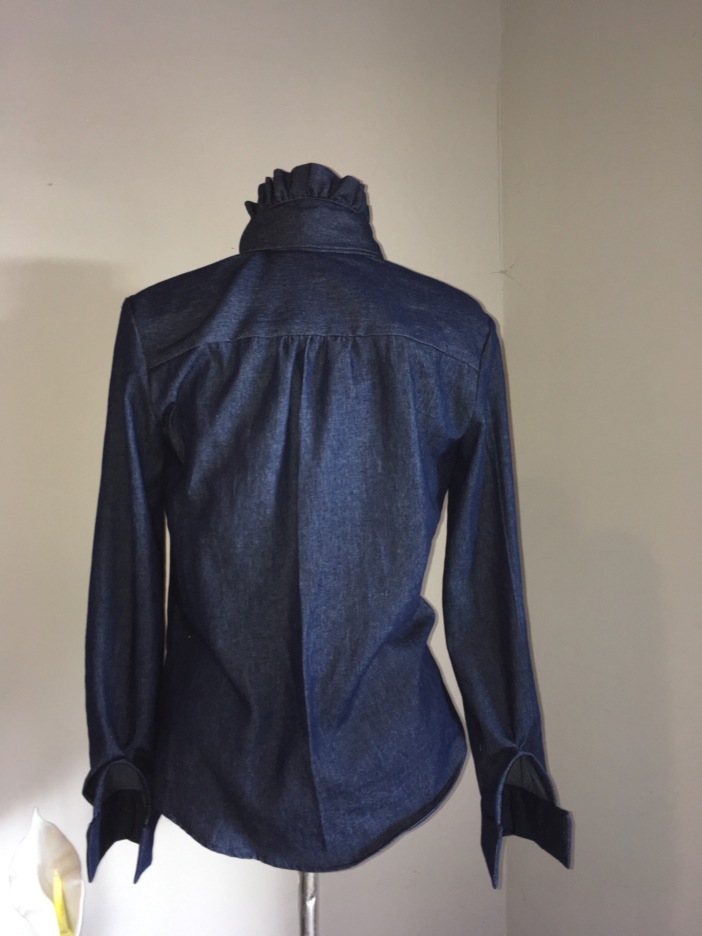 Denim Bow Blouse Etsy